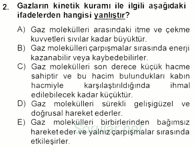 Genel Kimya 2 2014 - 2015 Dönem Sonu Sınavı 2.Soru