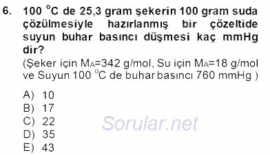 Genel Kimya 2 2014 - 2015 Dönem Sonu Sınavı 6.Soru