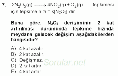Genel Kimya 2 2014 - 2015 Dönem Sonu Sınavı 7.Soru