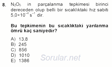Genel Kimya 2 2014 - 2015 Dönem Sonu Sınavı 8.Soru