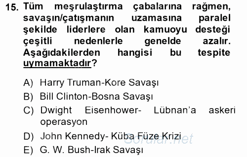 Diş Politika Analizi 2013 - 2014 Dönem Sonu Sınavı 15.Soru