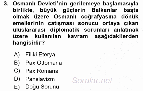 Balkanlar´da Siyaset 2015 - 2016 Dönem Sonu Sınavı 3.Soru