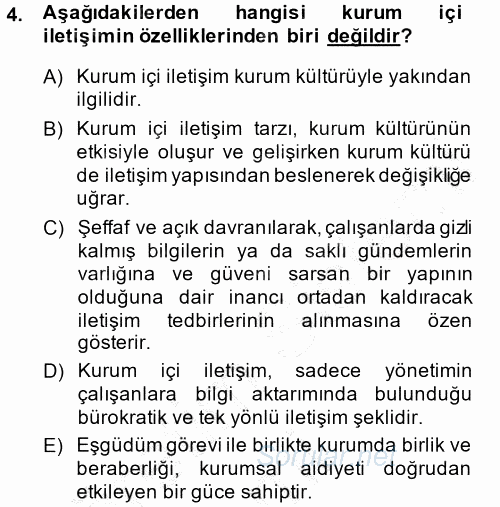 Halkla İlişkiler Yönetimi 2014 - 2015 Ara Sınavı 4.Soru