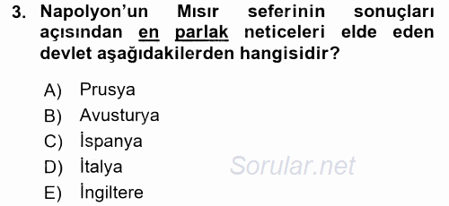 Osmanlı Tarihi (1789-1876) 2015 - 2016 Dönem Sonu Sınavı 3.Soru