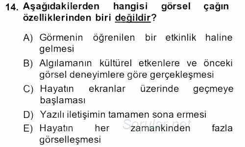 Görsel Kültür 2013 - 2014 Dönem Sonu Sınavı 14.Soru
