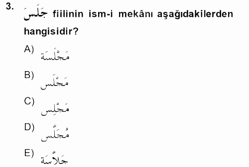 Arapça 2 2013 - 2014 Ara Sınavı 3.Soru