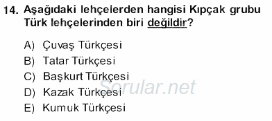 Çağdaş Türk Yazı Dilleri 2 2013 - 2014 Ara Sınavı 14.Soru