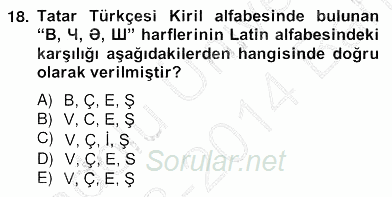 Çağdaş Türk Yazı Dilleri 2 2013 - 2014 Ara Sınavı 18.Soru