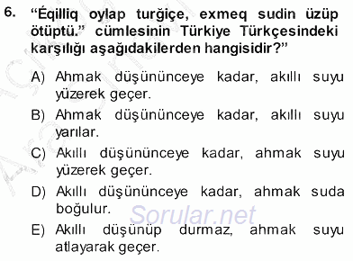 Çağdaş Türk Yazı Dilleri 2 2013 - 2014 Ara Sınavı 6.Soru