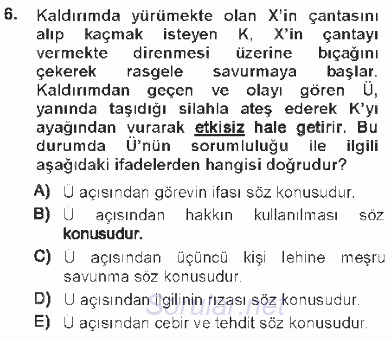 Ceza Hukukuna Giriş 2012 - 2013 Tek Ders Sınavı 6.Soru
