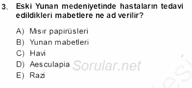 Tıbbi Dokümantasyon 2013 - 2014 Ara Sınavı 3.Soru