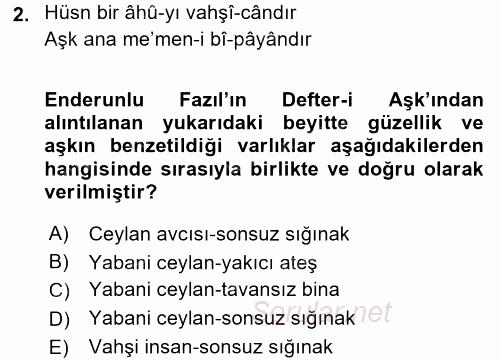 XVIII. Yüzyıl Türk Edebiyatı 2016 - 2017 Ara Sınavı 2.Soru