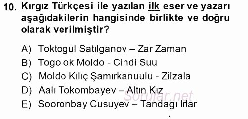 Çağdaş Türk Edebiyatları 2 2014 - 2015 Tek Ders Sınavı 10.Soru