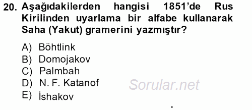 Çağdaş Türk Edebiyatları 2 2014 - 2015 Tek Ders Sınavı 20.Soru