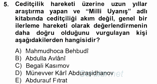 Çağdaş Türk Edebiyatları 2 2014 - 2015 Tek Ders Sınavı 5.Soru