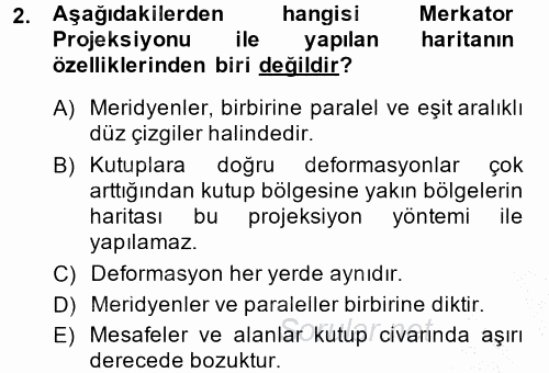 Coğrafi Bilgi Sistemlerine Giriş 2014 - 2015 Ara Sınavı 2.Soru