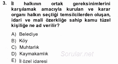 Coğrafi Bilgi Sistemlerine Giriş 2014 - 2015 Ara Sınavı 3.Soru