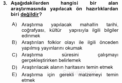 Halk Edebiyatına Giriş 1 2016 - 2017 Ara Sınavı 3.Soru