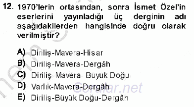Cumhuriyet Dönemi Türk Şiiri 2013 - 2014 Dönem Sonu Sınavı 12.Soru