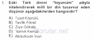 Türk İslam Edebiyatı 2012 - 2013 Tek Ders Sınavı 1.Soru
