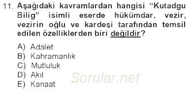 Türk İslam Edebiyatı 2012 - 2013 Tek Ders Sınavı 11.Soru