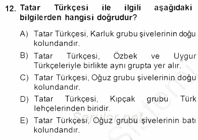 Çağdaş Türk Yazı Dilleri 2 2014 - 2015 Ara Sınavı 12.Soru