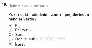 Çağdaş Türk Yazı Dilleri 2 2014 - 2015 Ara Sınavı 16.Soru