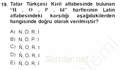 Çağdaş Türk Yazı Dilleri 2 2014 - 2015 Ara Sınavı 19.Soru