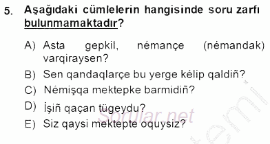 Çağdaş Türk Yazı Dilleri 2 2014 - 2015 Ara Sınavı 5.Soru