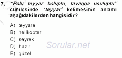 Çağdaş Türk Yazı Dilleri 2 2014 - 2015 Ara Sınavı 7.Soru