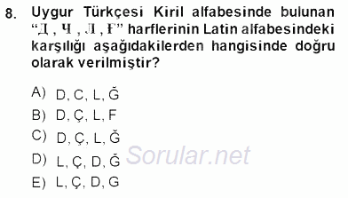 Çağdaş Türk Yazı Dilleri 2 2014 - 2015 Ara Sınavı 8.Soru