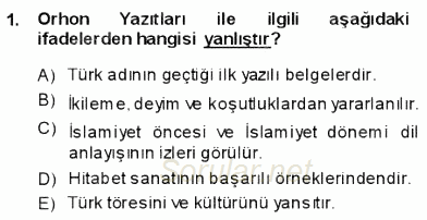 VIII-XIII. Yüzyıllar Türk Edebiyatı 2013 - 2014 Ara Sınavı 1.Soru
