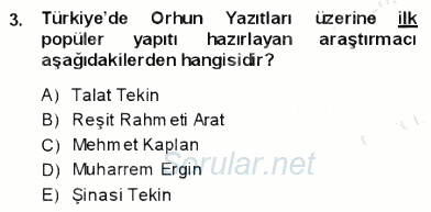 VIII-XIII. Yüzyıllar Türk Edebiyatı 2013 - 2014 Ara Sınavı 3.Soru