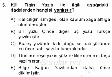 VIII-XIII. Yüzyıllar Türk Edebiyatı 2013 - 2014 Ara Sınavı 5.Soru