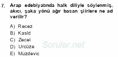 VIII-XIII. Yüzyıllar Türk Edebiyatı 2013 - 2014 Ara Sınavı 7.Soru