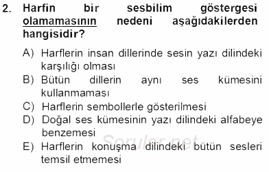 Genel Dilbilim 2 2013 - 2014 Tek Ders Sınavı 2.Soru