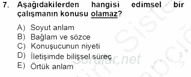 Genel Dilbilim 2 2013 - 2014 Tek Ders Sınavı 7.Soru