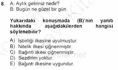 Genel Dilbilim 2 2013 - 2014 Tek Ders Sınavı 8.Soru