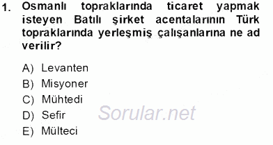 XIX. Yüzyıl Türk Edebiyatı 2013 - 2014 Tek Ders Sınavı 1.Soru