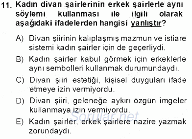 XIX. Yüzyıl Türk Edebiyatı 2013 - 2014 Tek Ders Sınavı 11.Soru