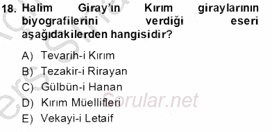 XIX. Yüzyıl Türk Edebiyatı 2013 - 2014 Tek Ders Sınavı 18.Soru