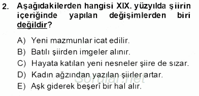 XIX. Yüzyıl Türk Edebiyatı 2013 - 2014 Tek Ders Sınavı 2.Soru