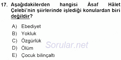 Cumhuriyet Dönemi Türk Şiiri 2015 - 2016 Ara Sınavı 17.Soru