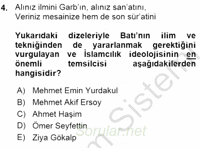 Cumhuriyet Dönemi Türk Şiiri 2015 - 2016 Ara Sınavı 4.Soru