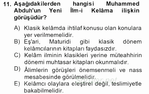 Kelam'A Giriş 2012 - 2013 Dönem Sonu Sınavı 11.Soru