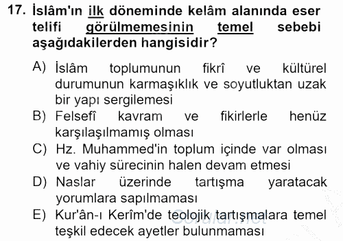 Kelam'A Giriş 2012 - 2013 Dönem Sonu Sınavı 17.Soru