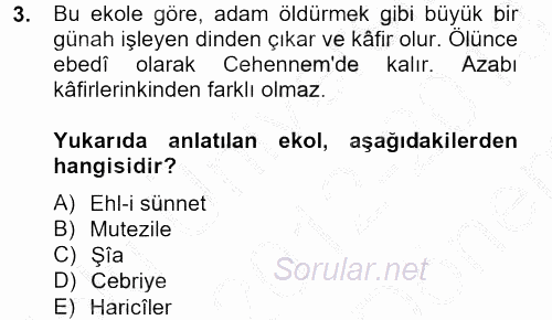 Kelam'A Giriş 2012 - 2013 Dönem Sonu Sınavı 3.Soru