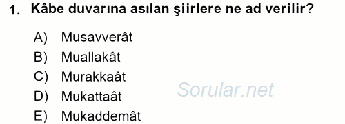 Türk İslam Edebiyatı 2015 - 2016 Ara Sınavı 1.Soru