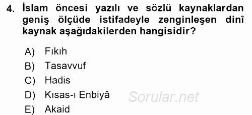 Türk İslam Edebiyatı 2015 - 2016 Ara Sınavı 4.Soru