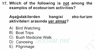Turizm Için Almanca 2 2012 - 2013 Ara Sınavı 17.Soru